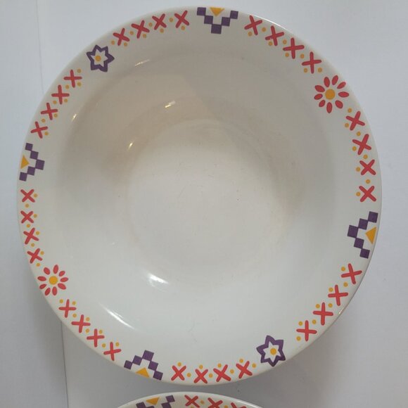 Set Of 2 International Tableworks Bowls With Colorful Southwestern Pattern - Picture 5 of 5